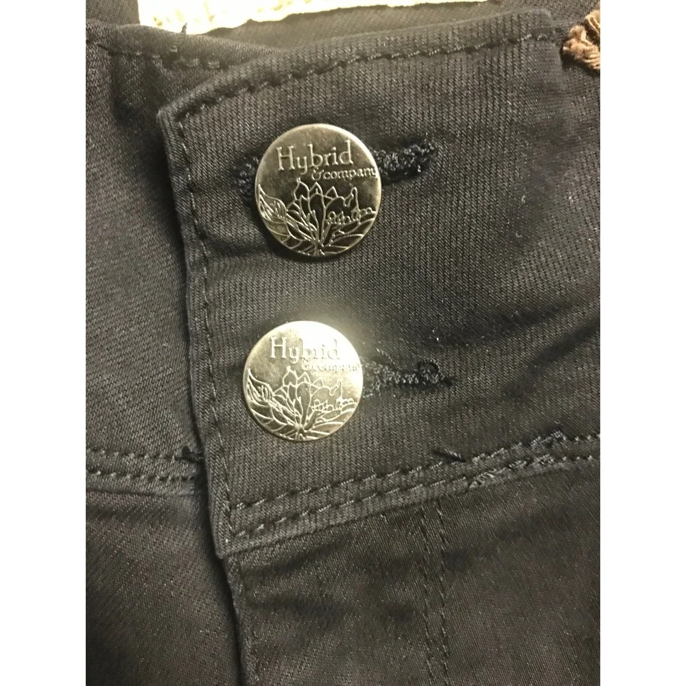 Hybrid & Company Black Distressed Bum Lifter Bermuda Shorts Size 3 - Picture 4 of 5